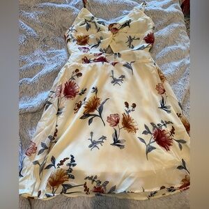 Floral Print Cream Dress